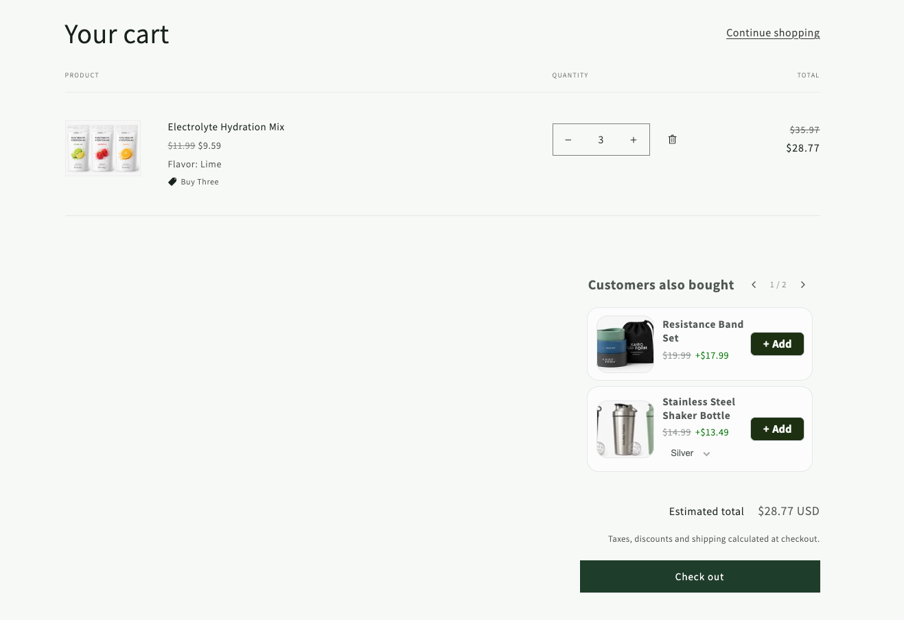 Cart widget example 2
