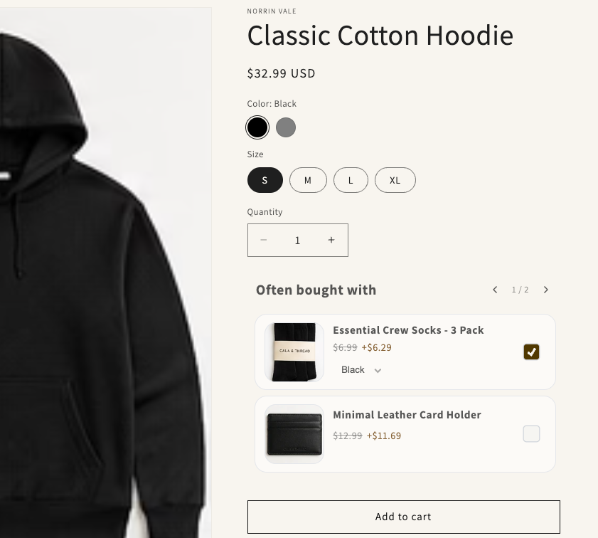 Cart widget example 4
