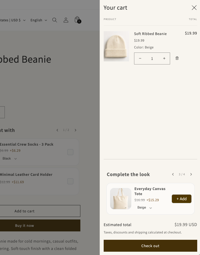 Cart widget example 5