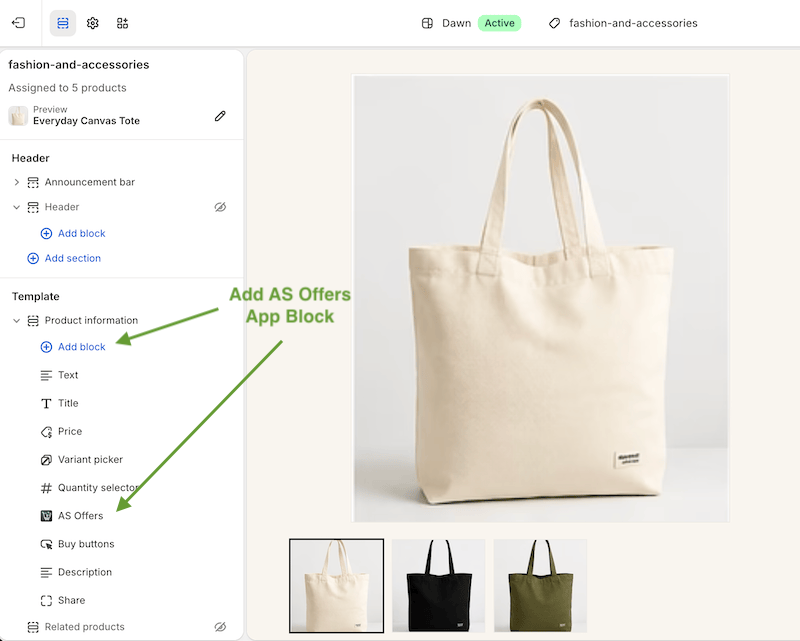 Adding AS Upsells app block to Shopify product page